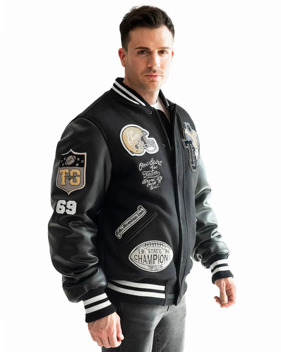 TOP GUN BEARS VARSITY JACKET - Rare Leather