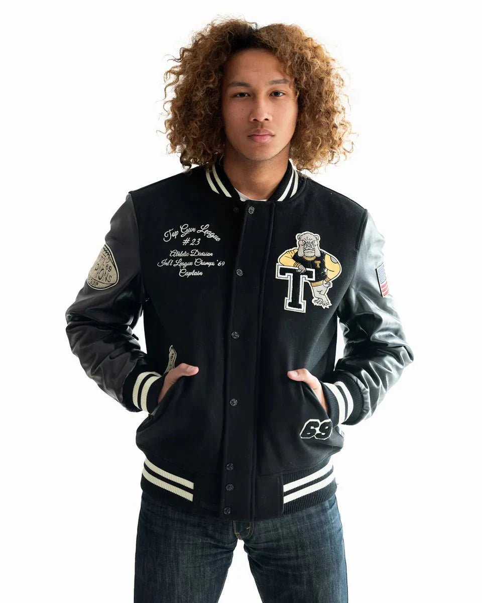 Top Gun Bulldog Varsity Jacket - Vox Leather