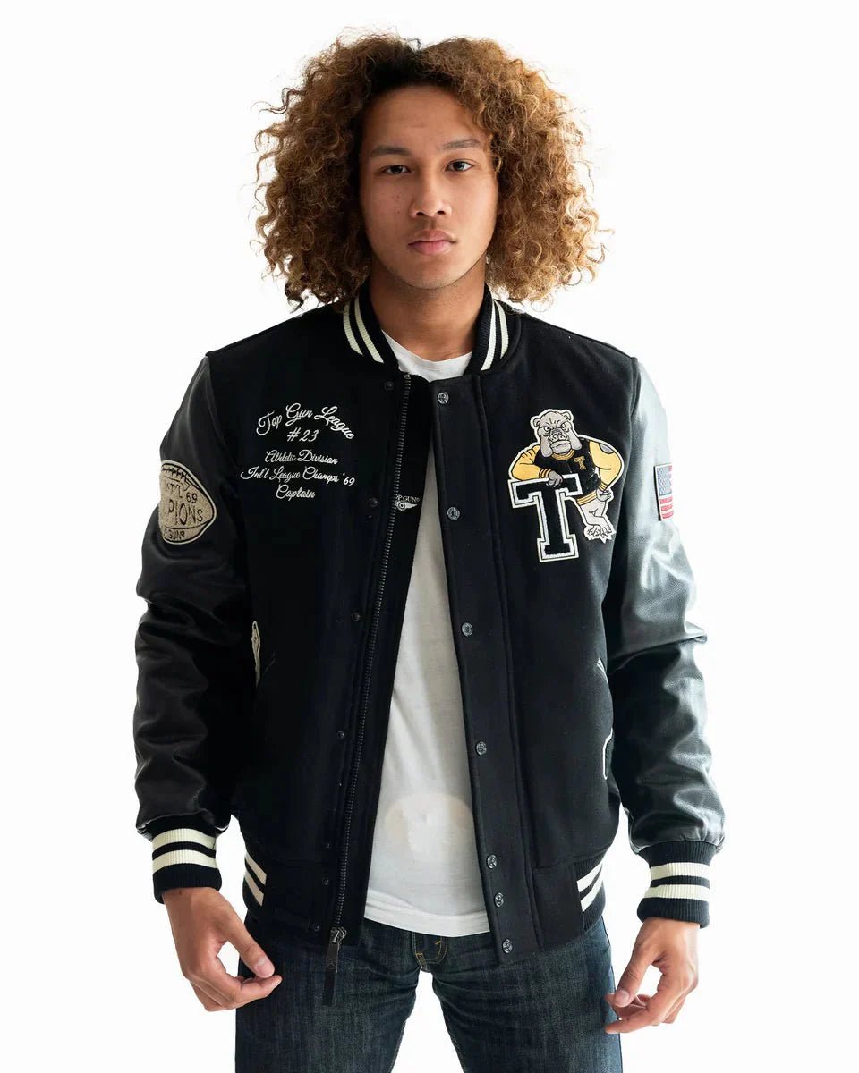 Top Gun Bulldog Varsity Jacket - Vox Leather