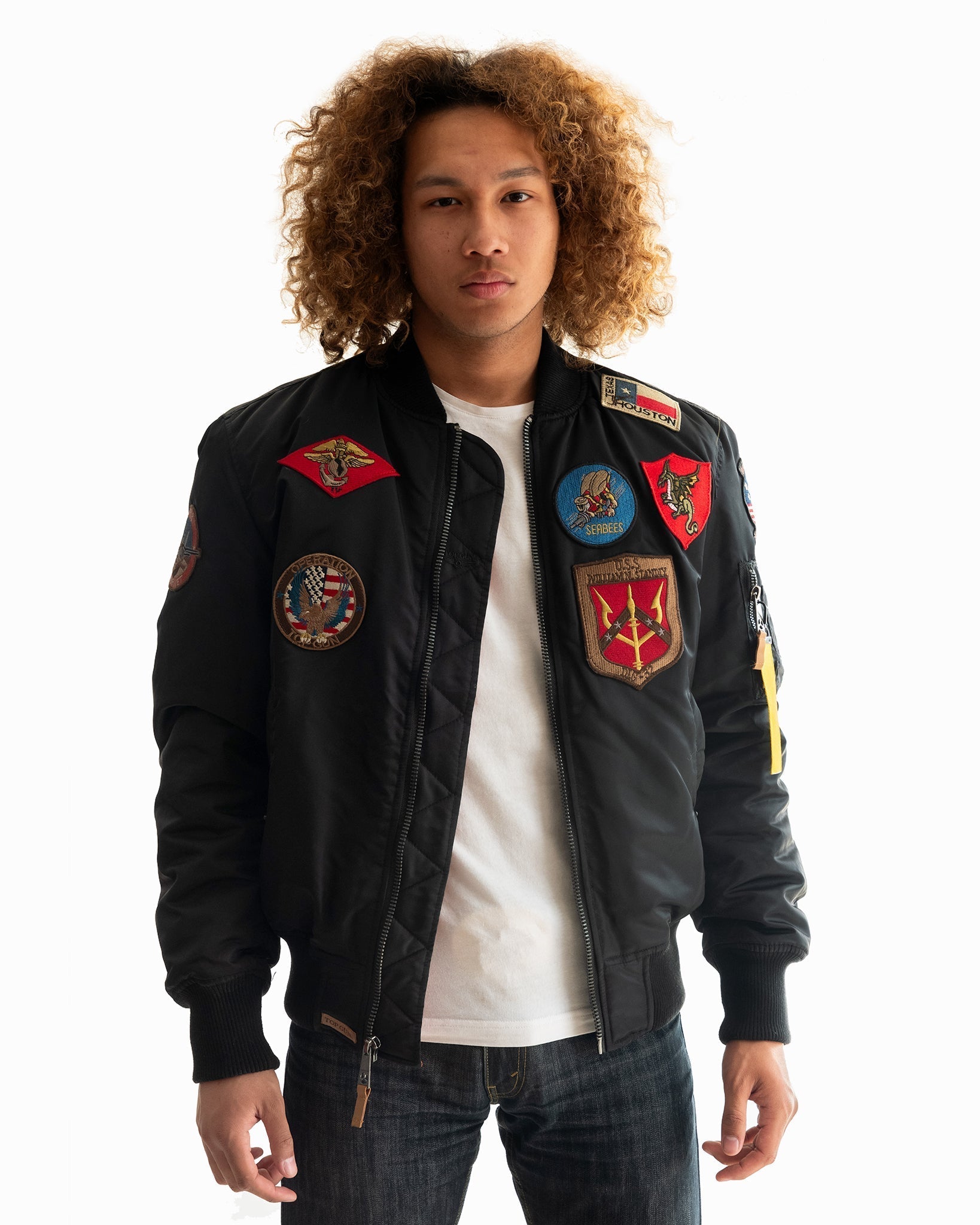 TOP GUN MA - 1 NYLON BOMBER JACKET WITH PATCHES - Rare Leather