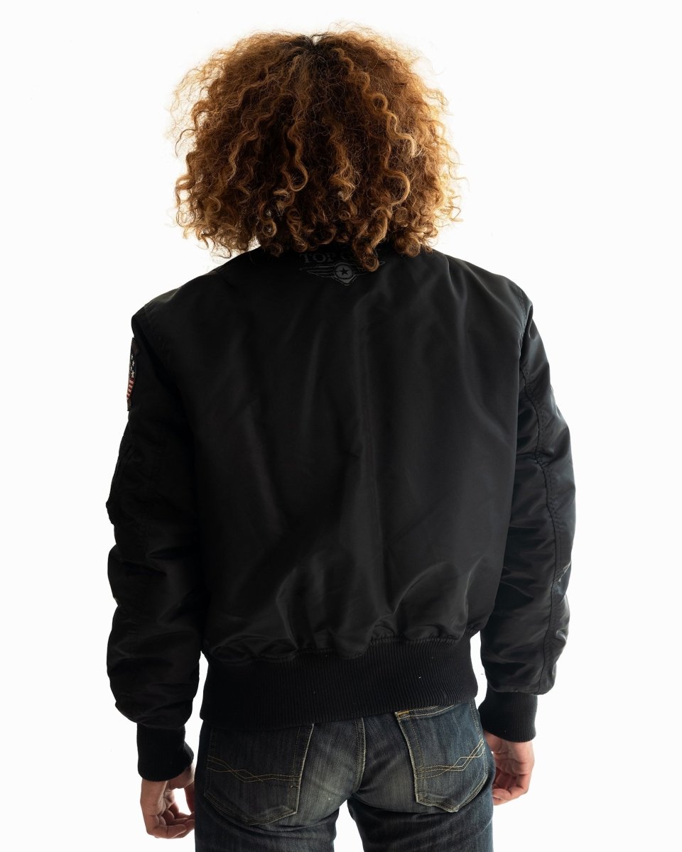 TOP GUN MA-1 NYLON BOMBER JACKET WITH PATCHES - Vox Leather