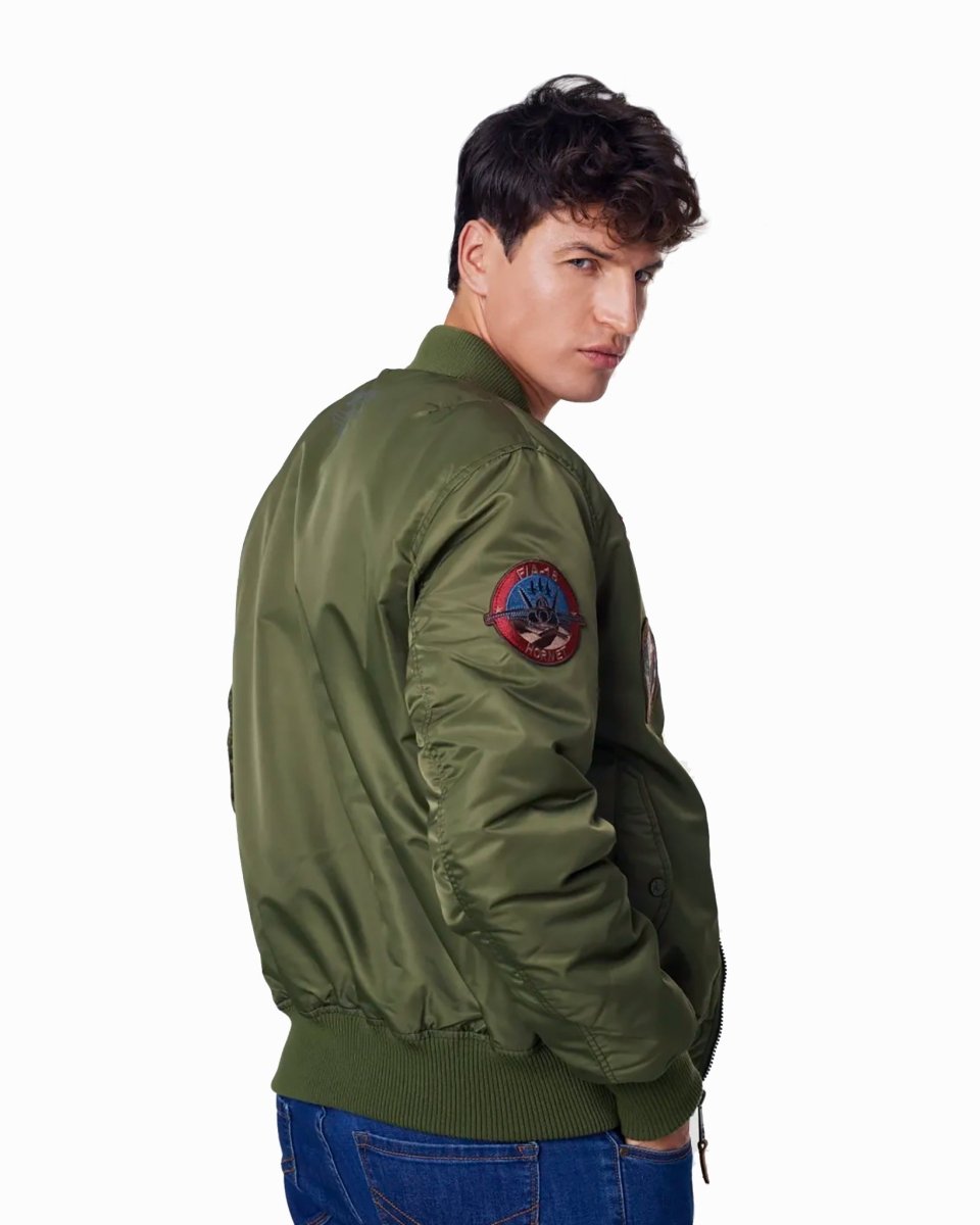 TOP GUN MA-1 NYLON BOMBER JACKET WITH PATCHES - Vox Leather