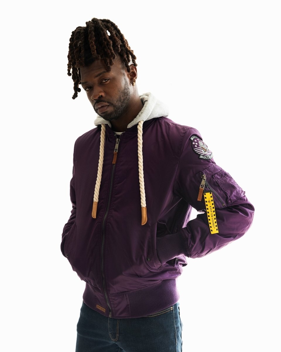 TOP GUN MA-1 NYLON BOMBER JACKET WITH REMOVABLE HOODIE (LIMITED EDITION) - Vox Leather