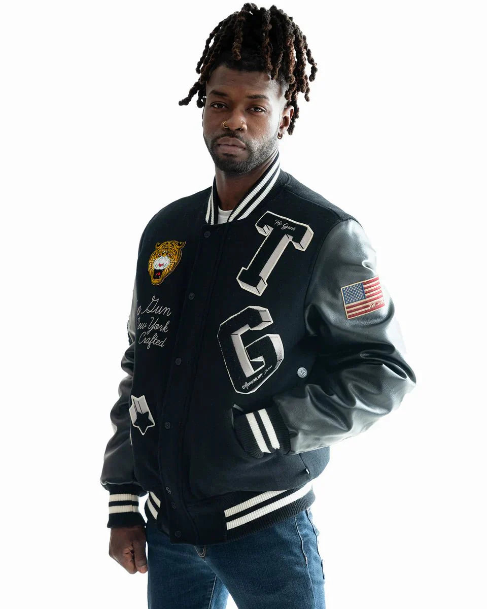 TOP GUN MEN'S TIGER VARSITY JACKET - Rare Leather