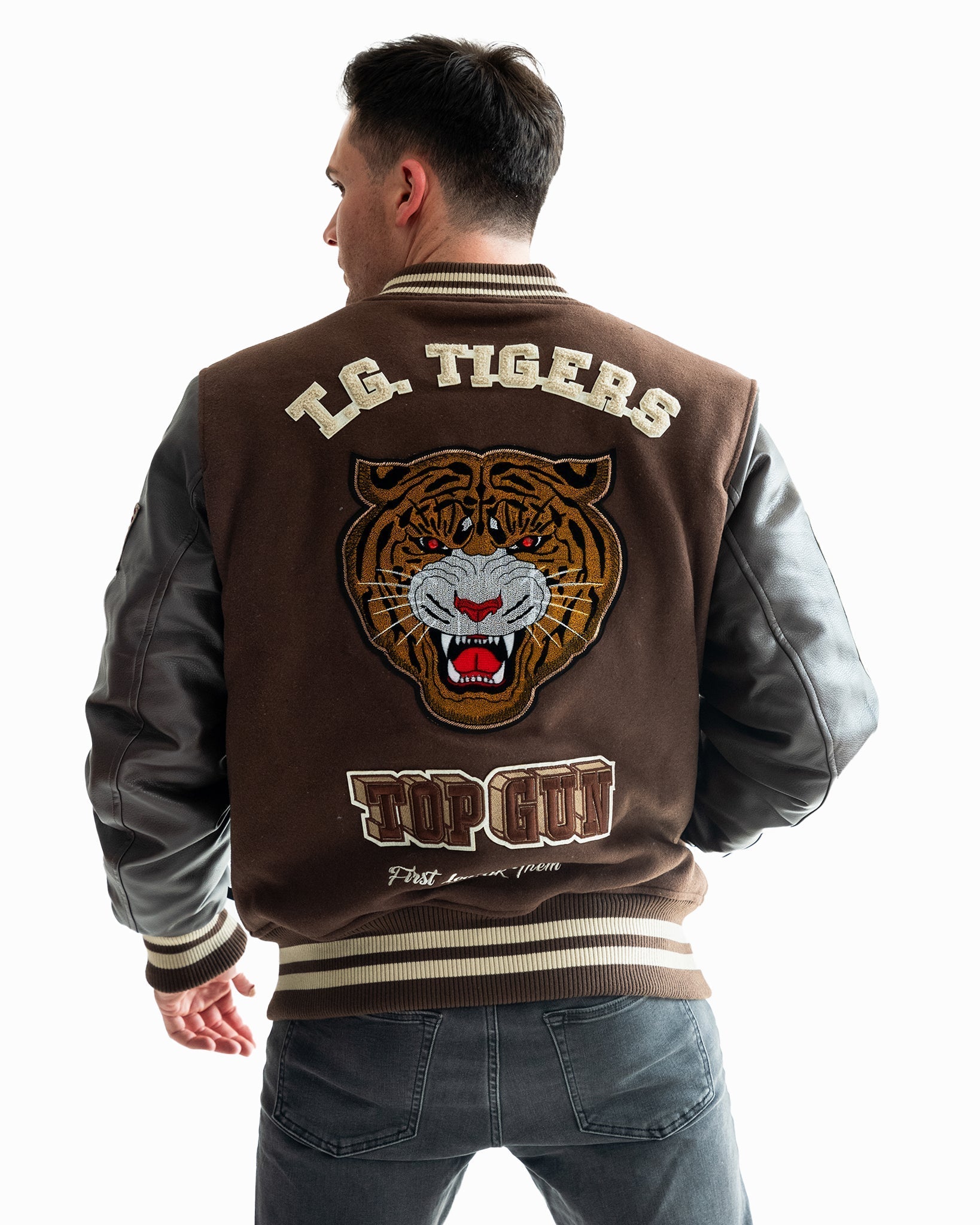 TOP GUN MEN'S "TIGER" VARSITY JACKET - Rare Leather