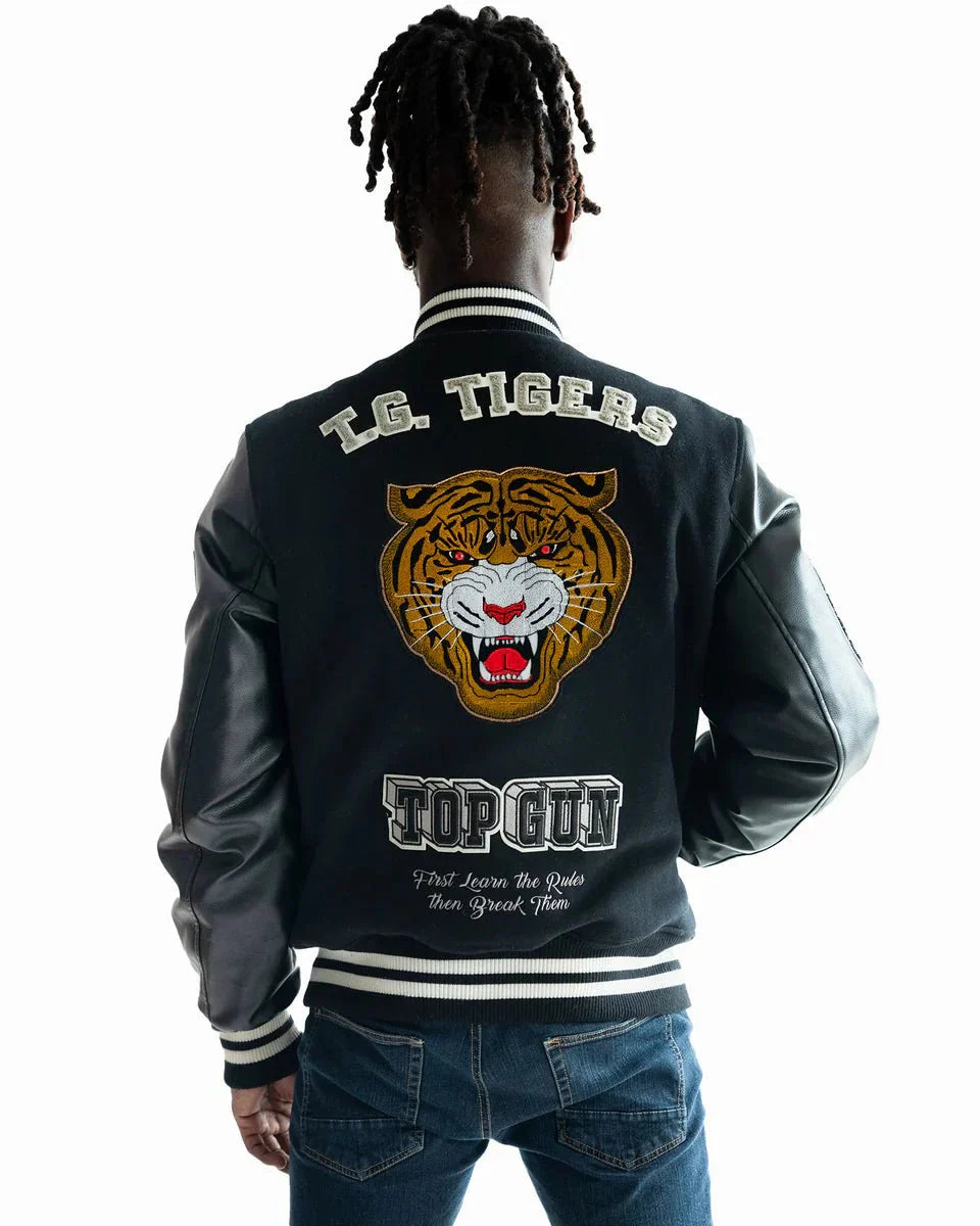 TOP GUN MEN'S TIGER VARSITY JACKET - Rare Leather