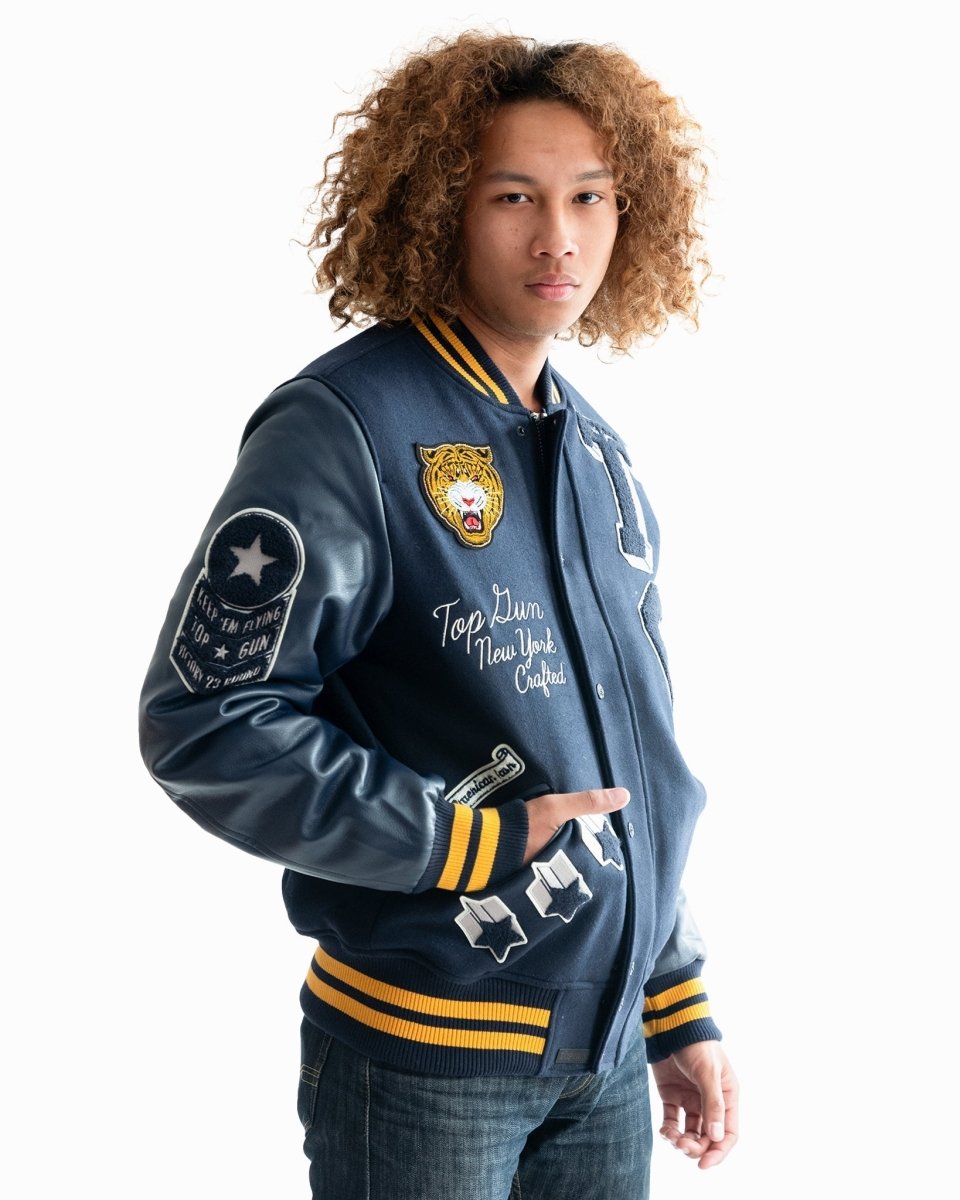 TOP GUN MEN'S "TIGER" VARSITY JACKET - Vox Leather