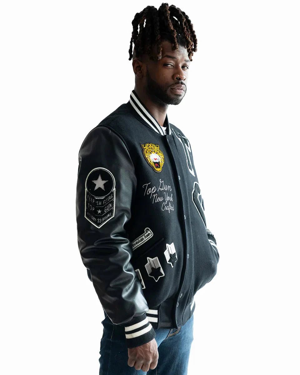 TOP GUN MEN'S TIGER VARSITY JACKET - Vox Leather