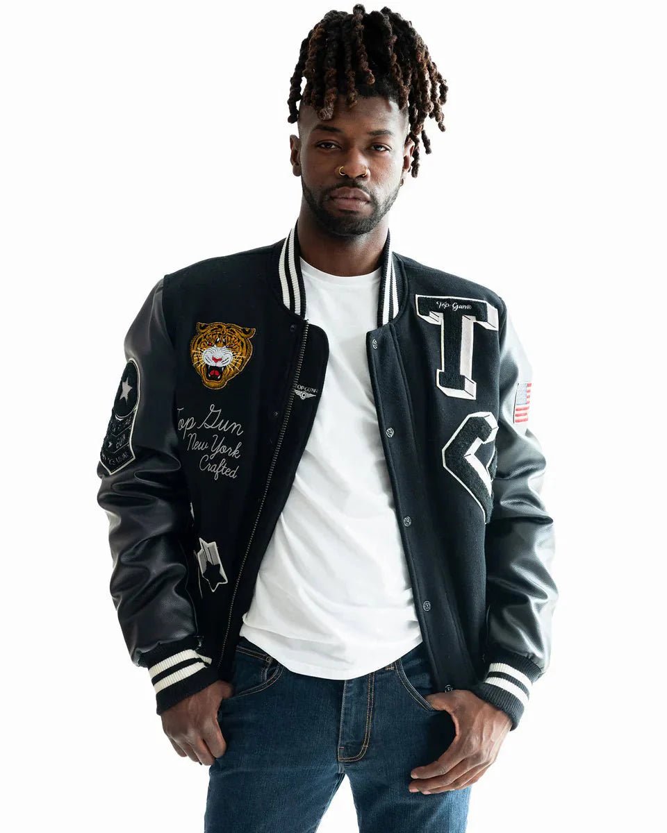 TOP GUN MEN'S TIGER VARSITY JACKET - Vox Leather