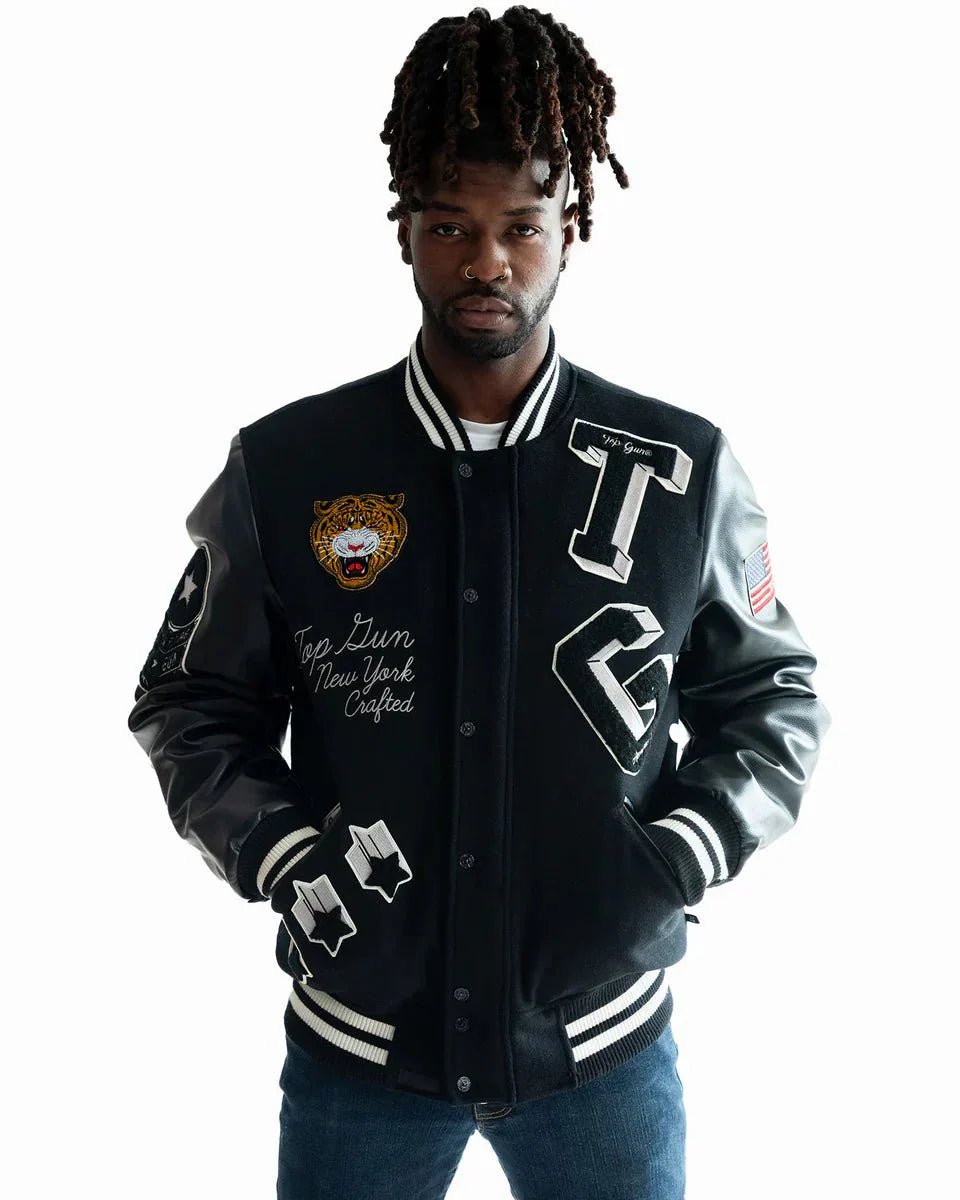 TOP GUN MEN'S TIGER VARSITY JACKET - Vox Leather