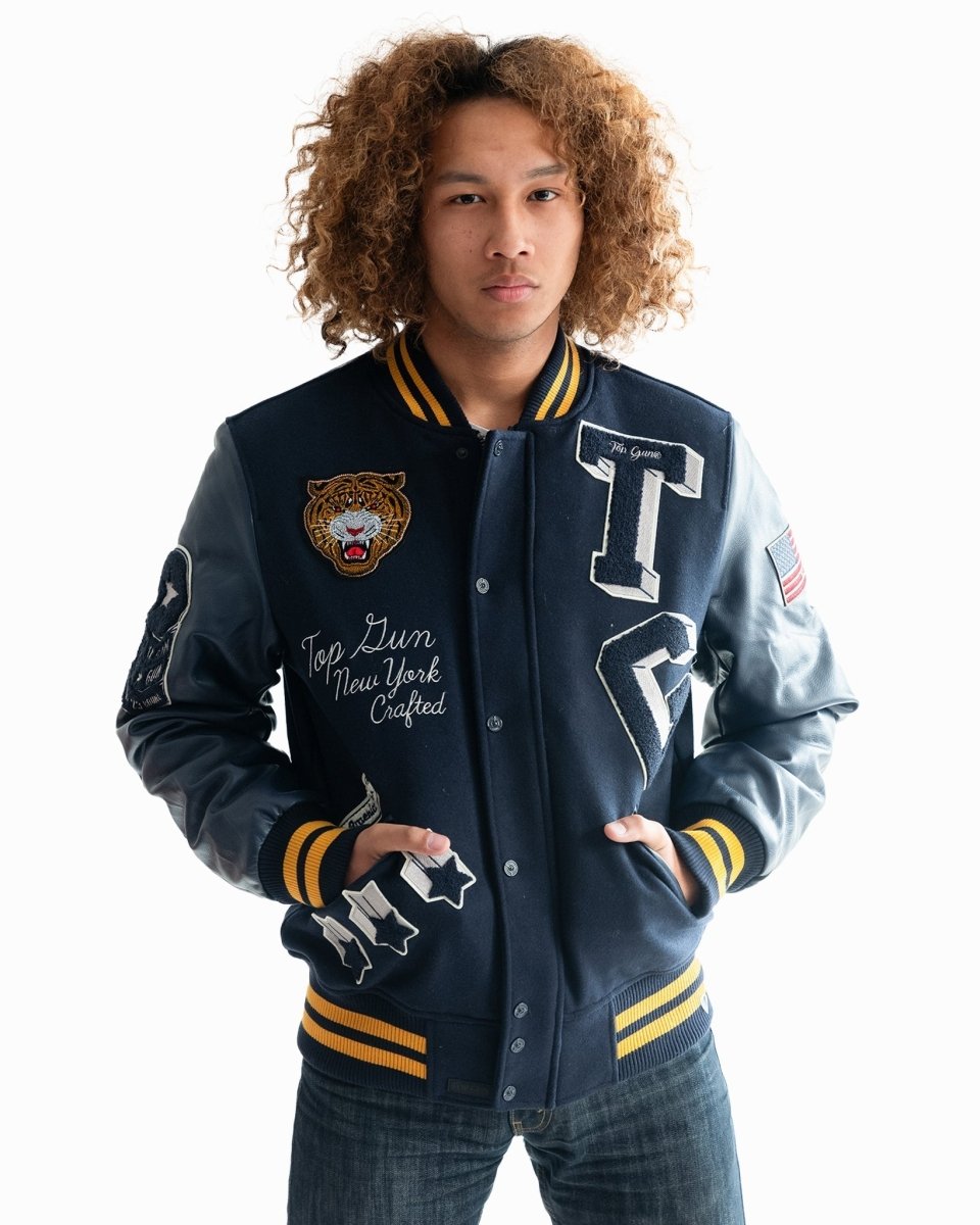TOP GUN MEN'S "TIGER" VARSITY JACKET - Vox Leather