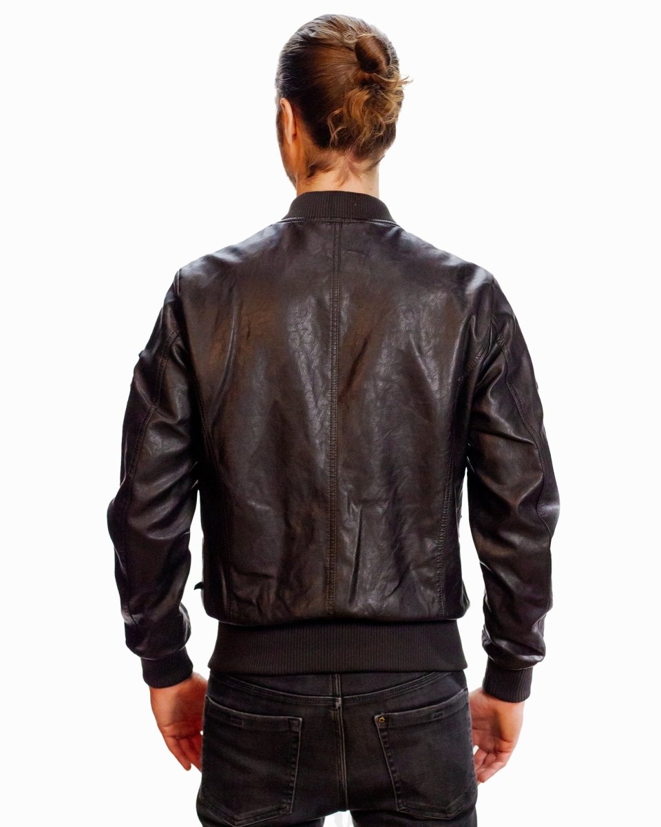 TOP GUN MEN'S VEGAN LEATHER BOMBER JACKET - Vox Leather