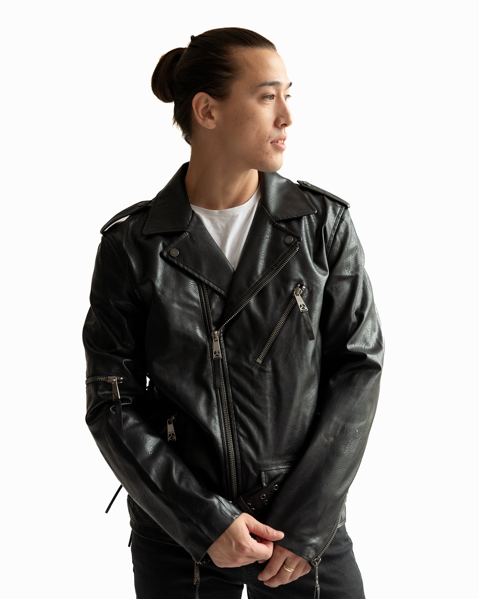 Top Gun Men's Vegan Leather Moto Jacket - Rare Leather