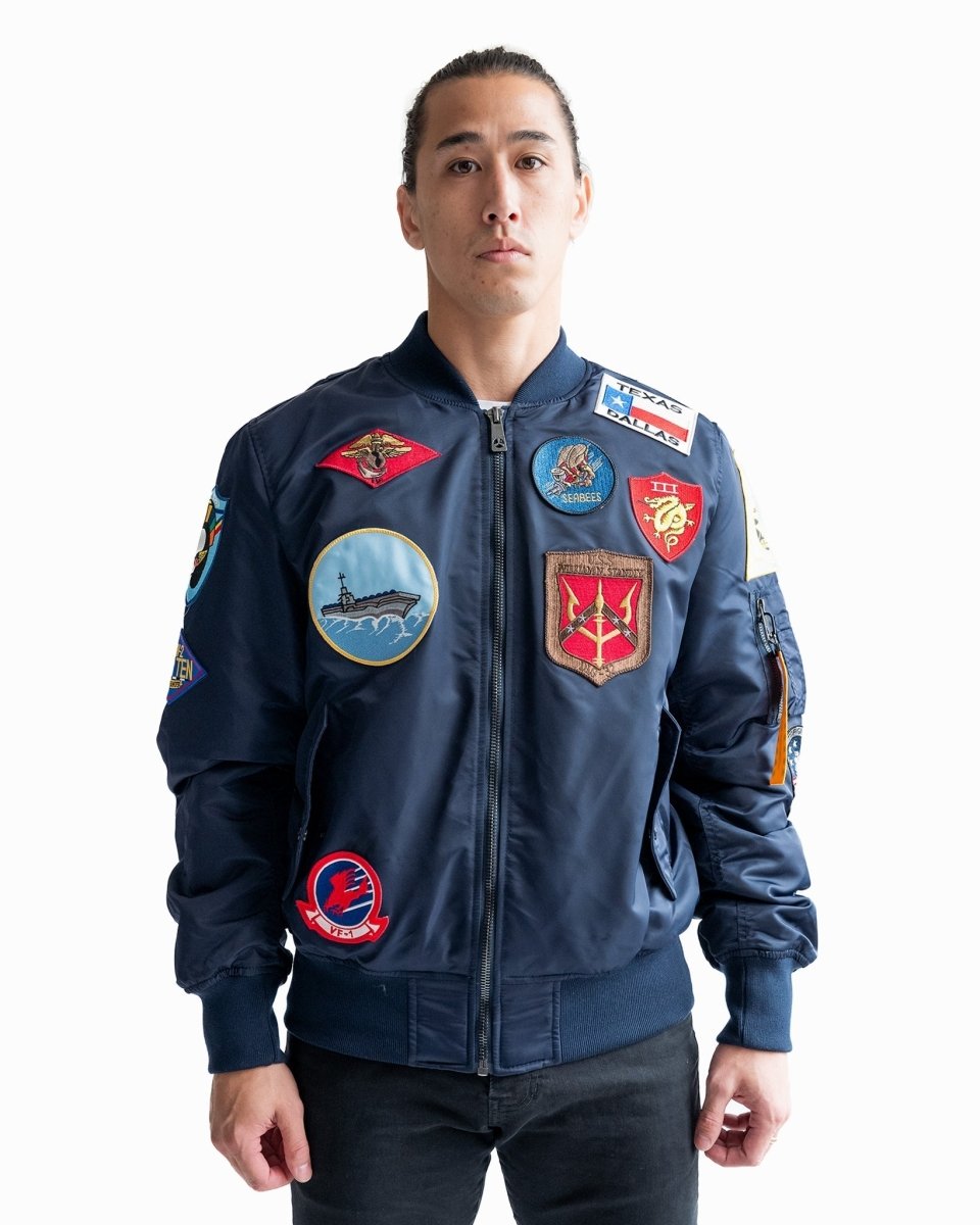 TOP GUN "OFFICIAL PATCHES" MA-1 NYLON BOMBER - Vox Leather