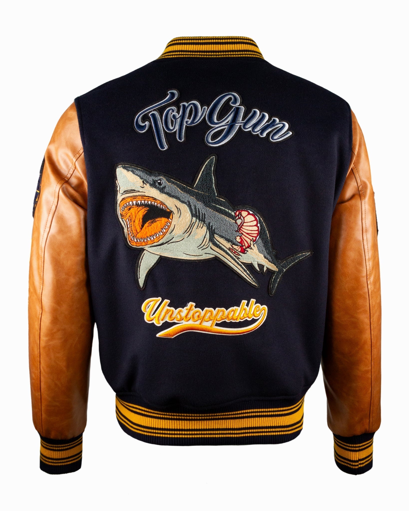 TOP GUN® "SHARK" VARSITY JACKET - Rare Leather