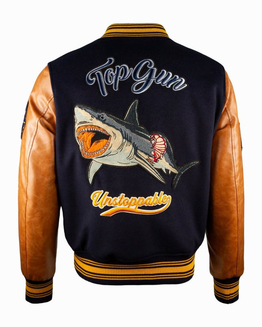 TOP GUN® "SHARK" VARSITY JACKET - Vox Leather