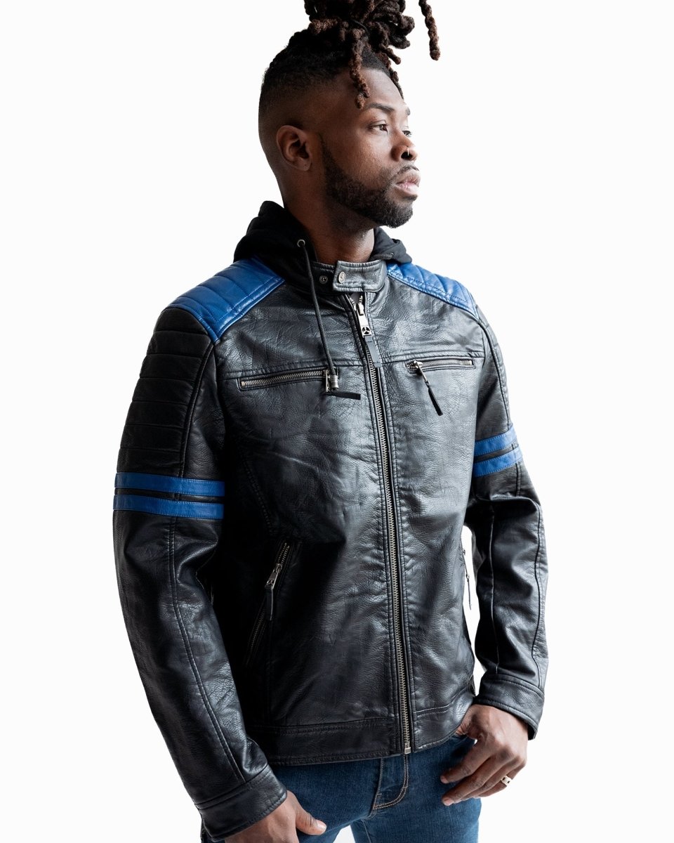 TOP GUN VEGAN LEATHER HOODED RACER JACKET - Vox Leather