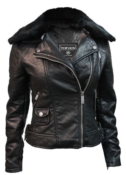 Top Gun Women’s Textured Vegan Leather Motorcycle Jacket - Vox Leather