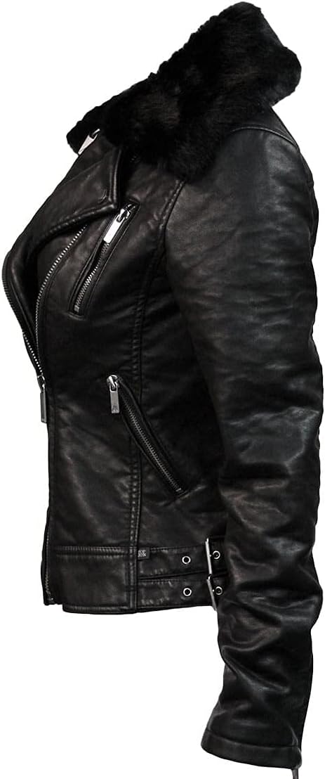 Top Gun Women’s Textured Vegan Leather Motorcycle Jacket - Vox Leather