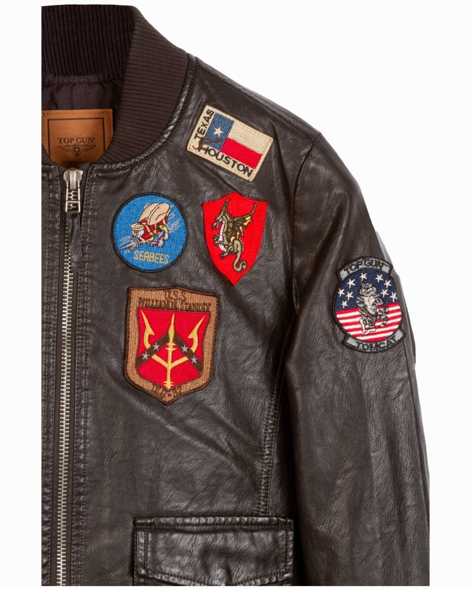TOP GUN WOMEN'S VEGAN LEATHER BOMBER JACKET - Vox Leather