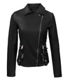 TOP GUN WOMEN'S VEGAN LEATHER SIDE SWIPE MOTORCYCLE JACKET - Vox Leather