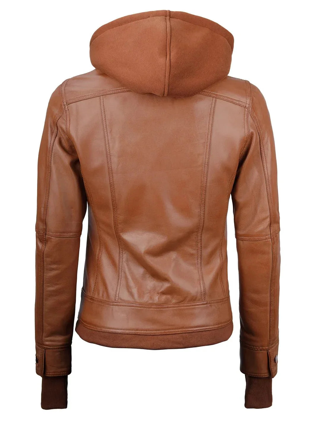 Tralee Womens Tan Wax Bomber Leather Jacket With Removable Hood - Rare Leather
