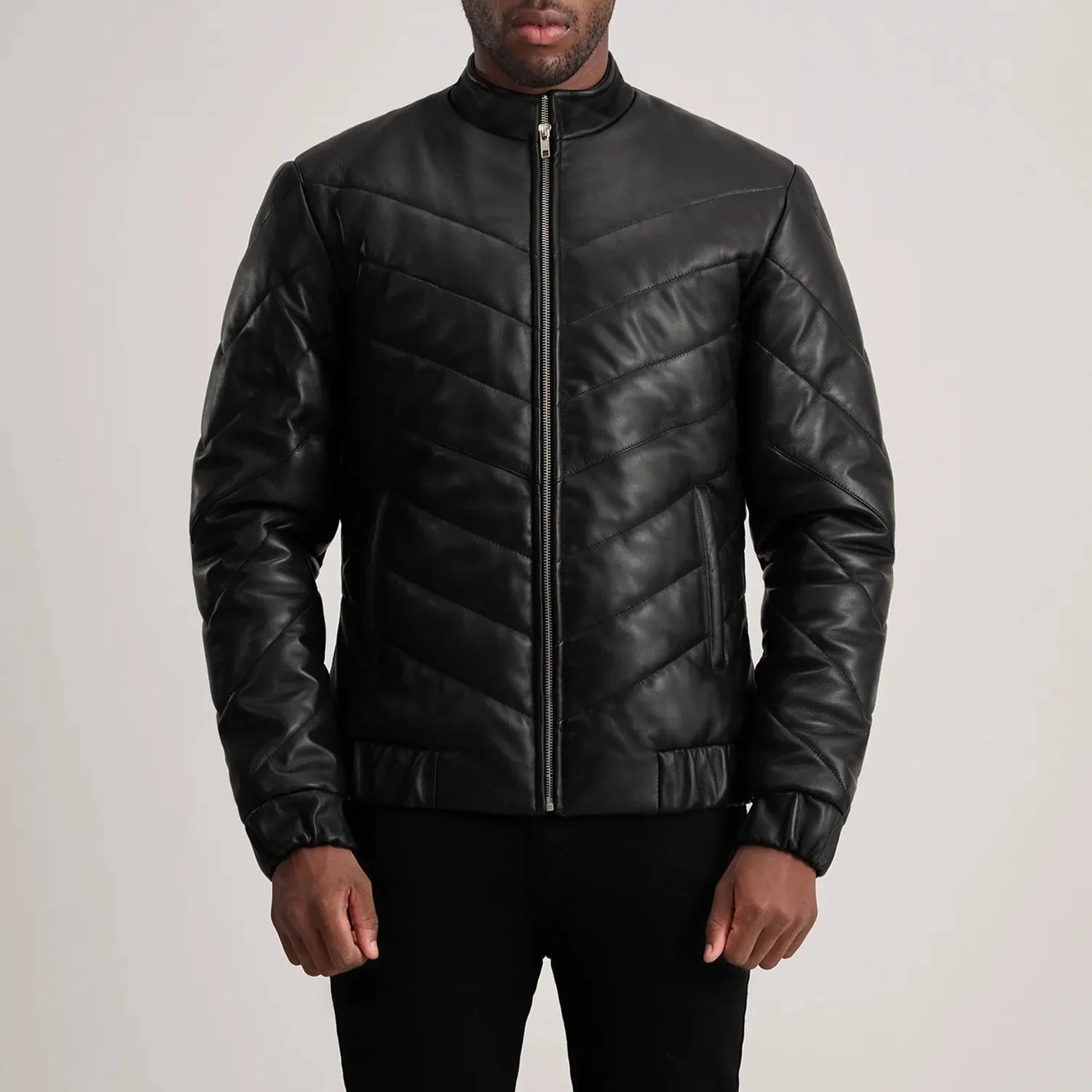 Travis Black Leather Puffer Jacket - Rare Leather