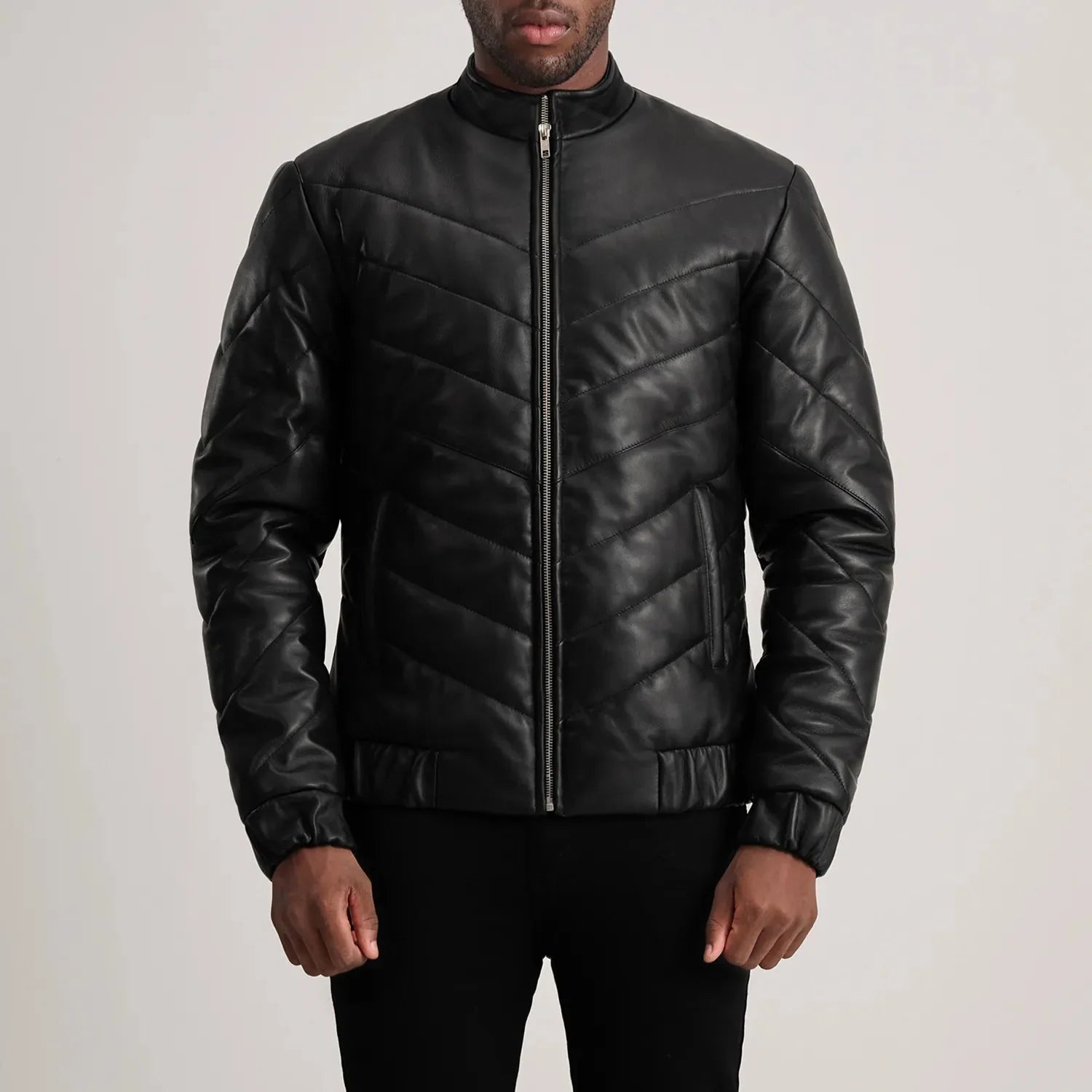 Travis Black Leather Puffer Jacket - Rare Leather