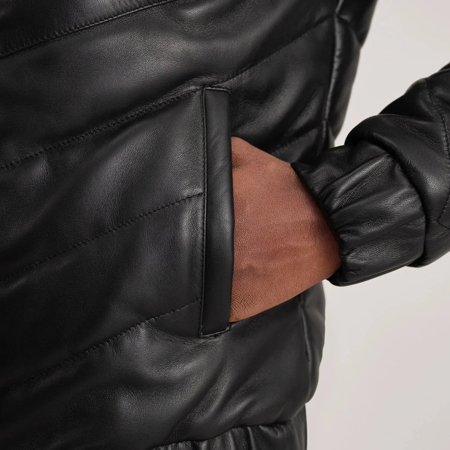Travis Black Leather Puffer Jacket - Rare Leather