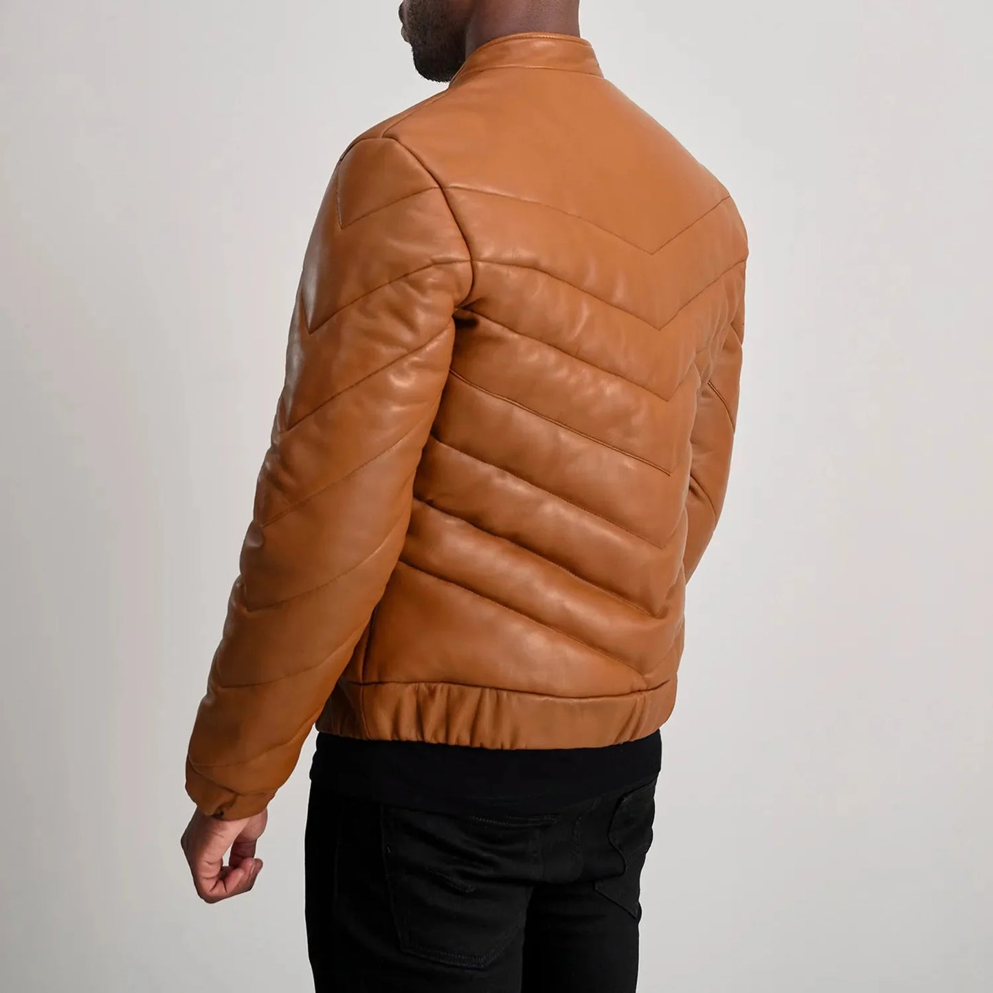 Travis Tan Leather Puffer Jacket - Rare Leather