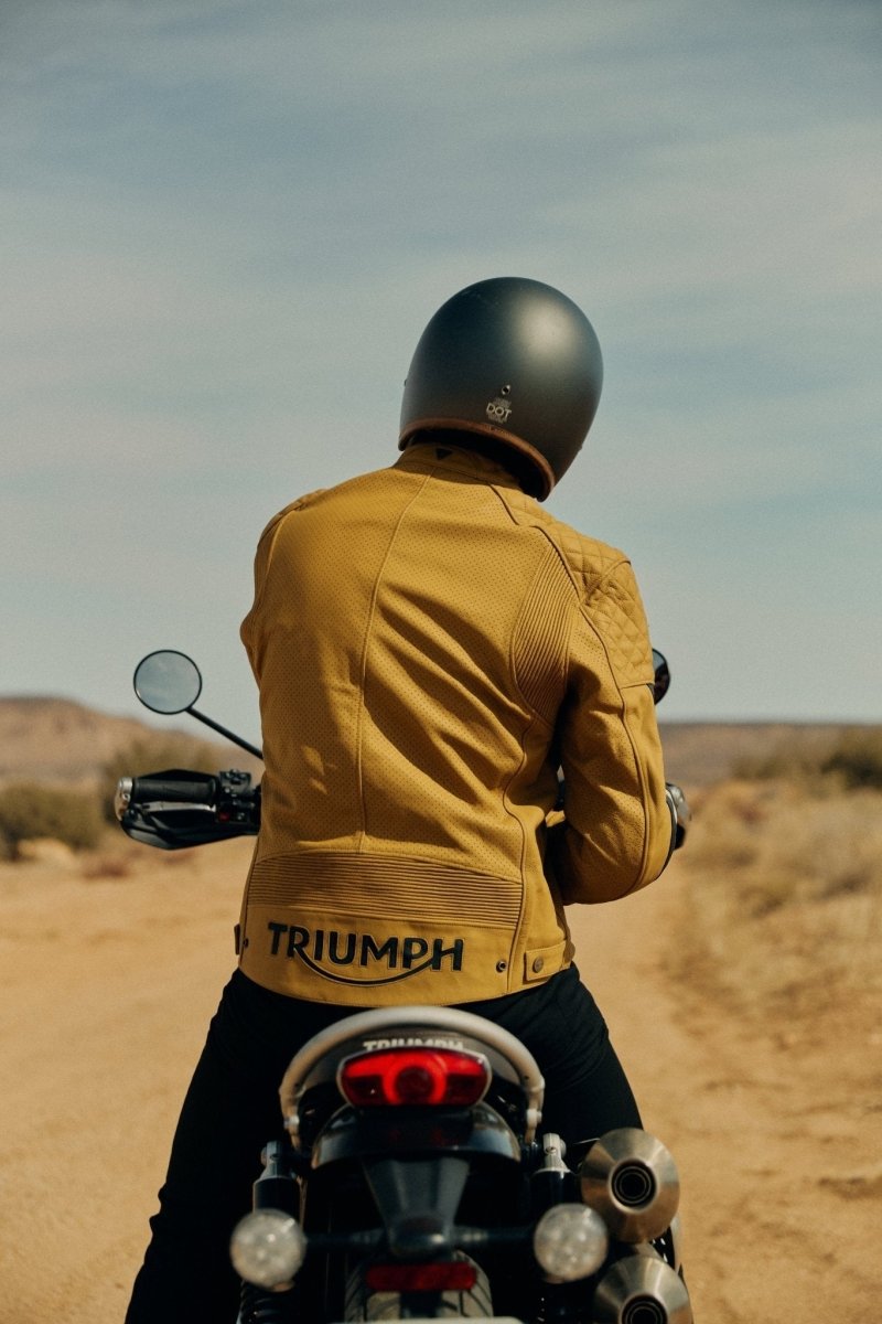 Triumph Braddan Gold Retro Air Race Leather Jacket - Vox Leather