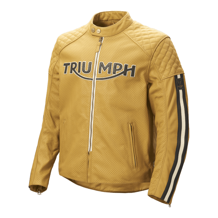 Triumph Braddan Gold Retro Air Race Leather Jacket - Vox Leather