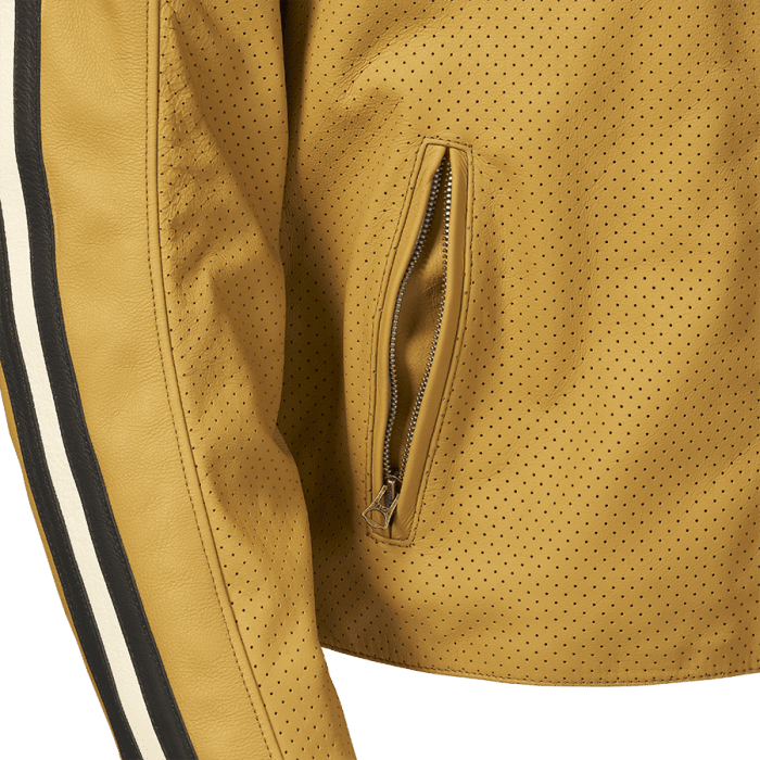 Triumph Braddan Gold Retro Air Race Leather Jacket - Vox Leather