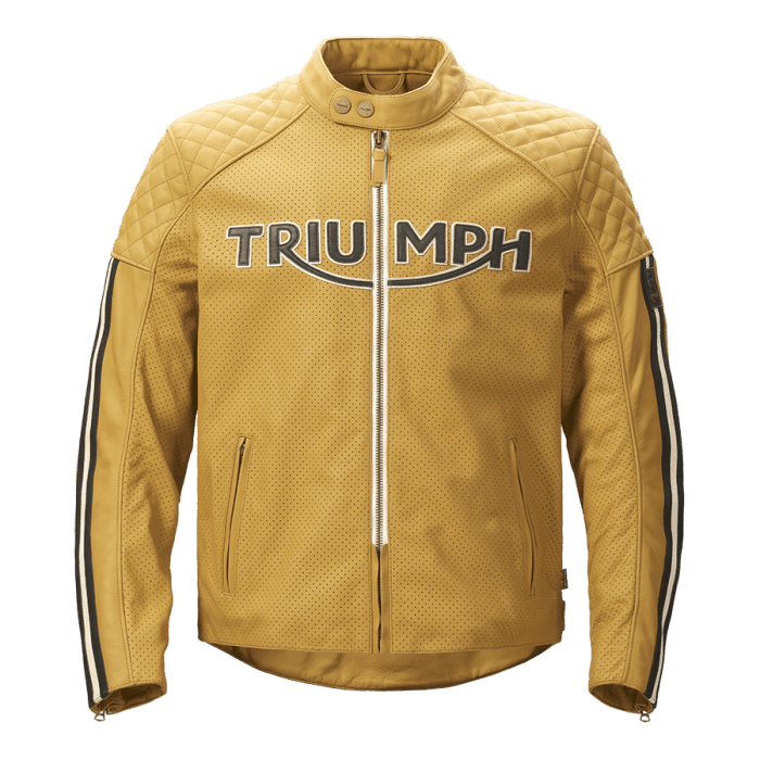 Triumph Braddan Gold Retro Air Race Leather Jacket - Vox Leather