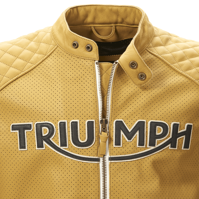 Triumph Braddan Gold Retro Air Race Leather Jacket - Vox Leather