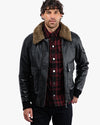 Turbine Black Leather Motorcycle Bomber Jacket - Vox Leather