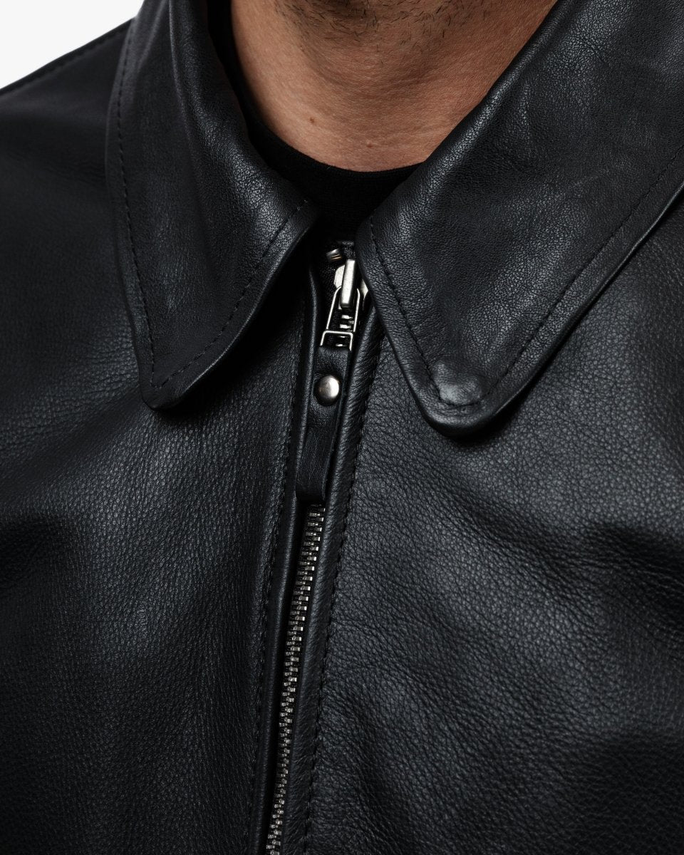 Turbine Black Leather Motorcycle Bomber Jacket - Vox Leather