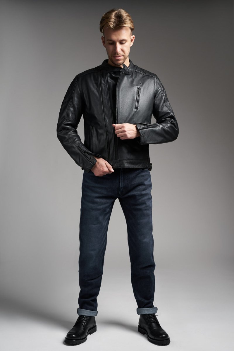 TWIN LEATHER JACKET BLACK - Men’s Leather Motorcycle Jacket - Vox Leather