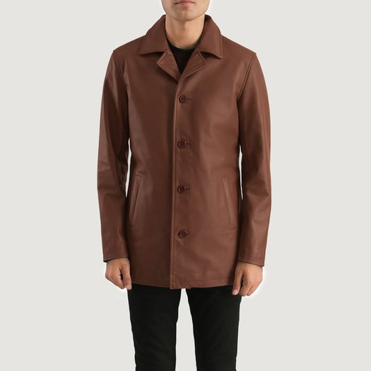 Urban Slate Brown Leather Coat - Vox Leather