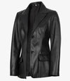 Vicenza Women's Black Two - Button Leather Blazer - Rare Leather