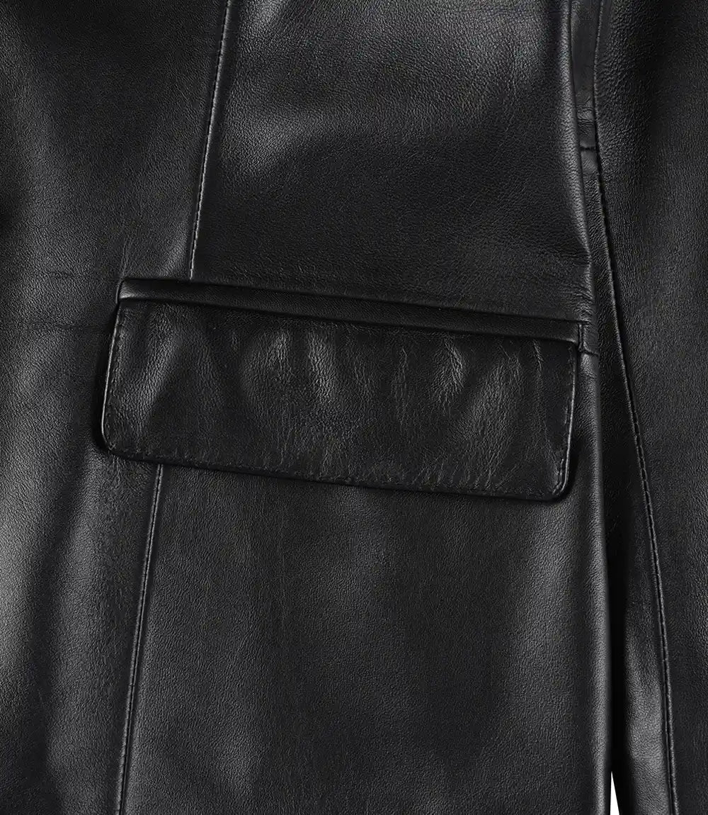 Vicenza Women's Black Two-Button Leather Blazer - Vox Leather