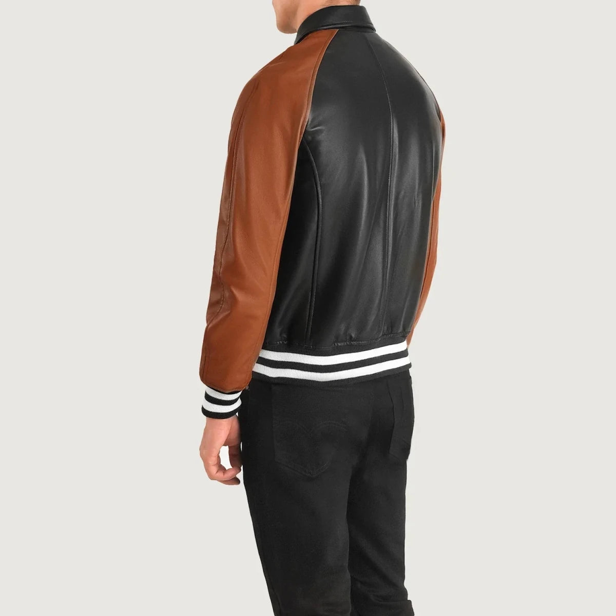 Walton Black & Brown Leather Varsity Jacket - Vox Leather