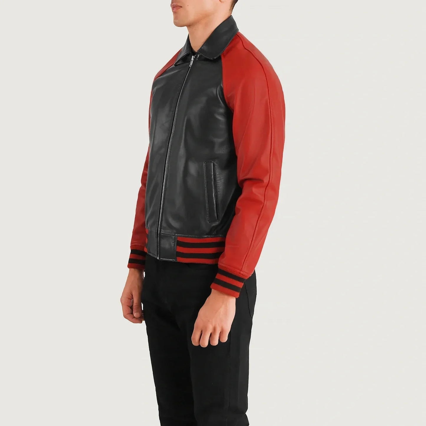 Walton Black & Red Leather Varsity Jacket - Rare Leather