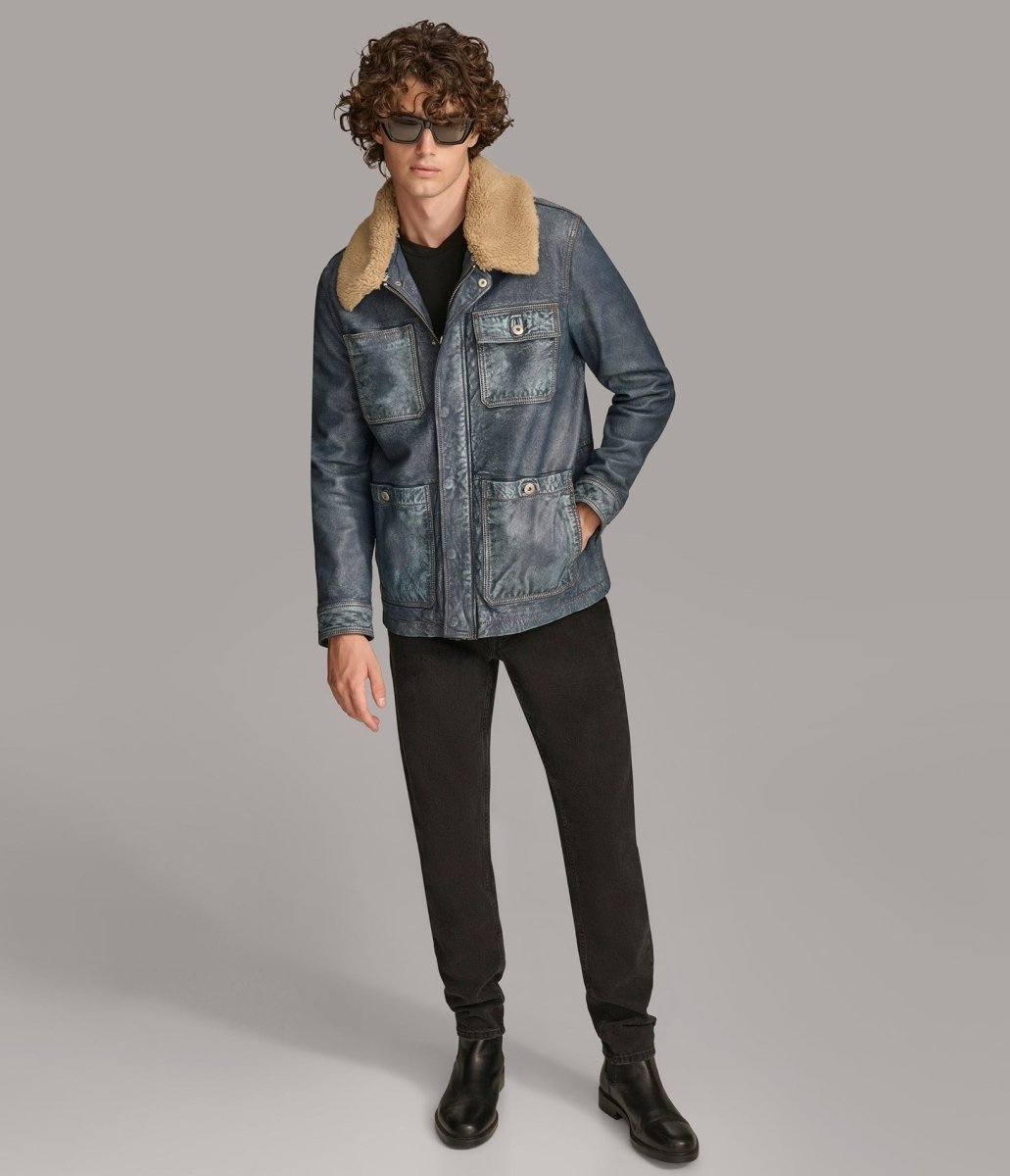 Wesley Denim Leather Chore Jacket - Vox Leather