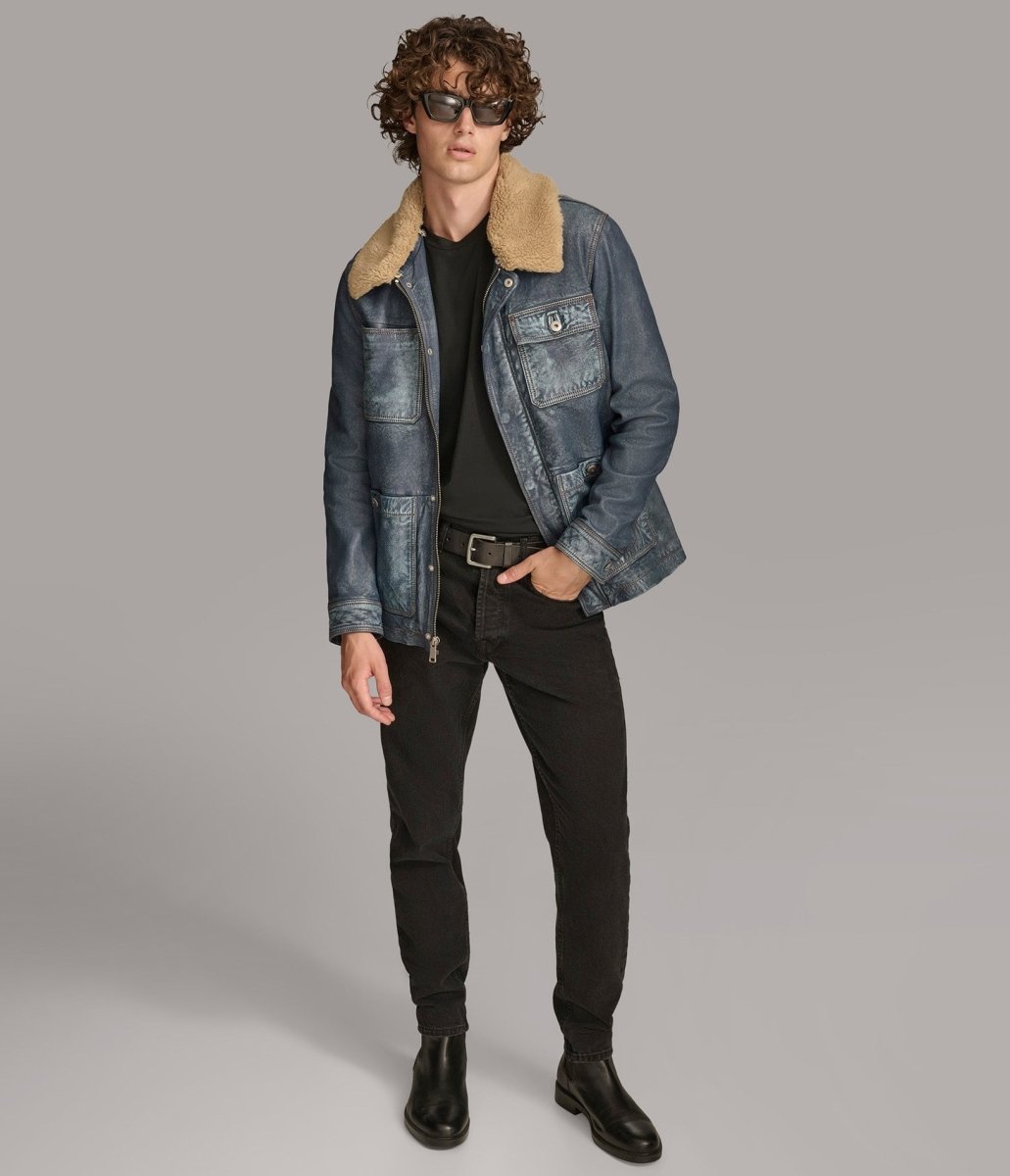 Wesley Denim Leather Chore Jacket - Vox Leather