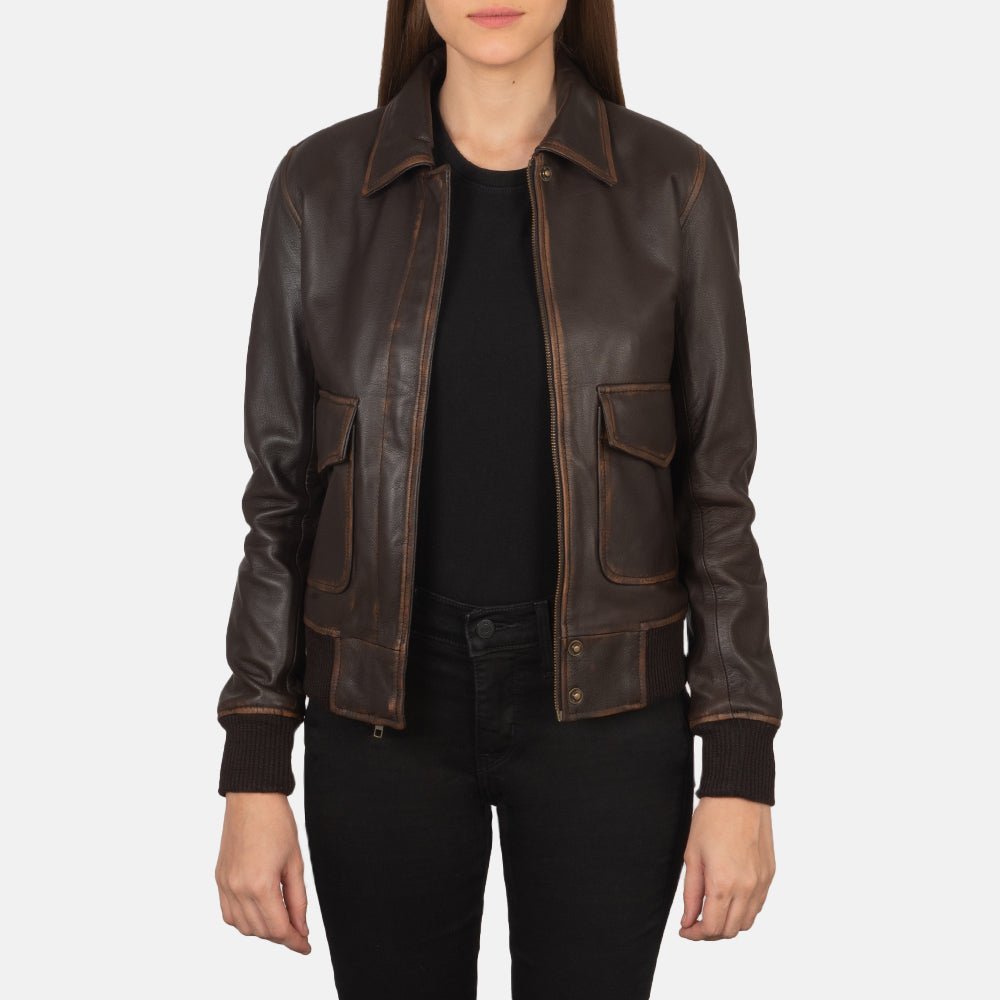 Westa A-2 Brown Leather Bomber Jacket - Vox Leather