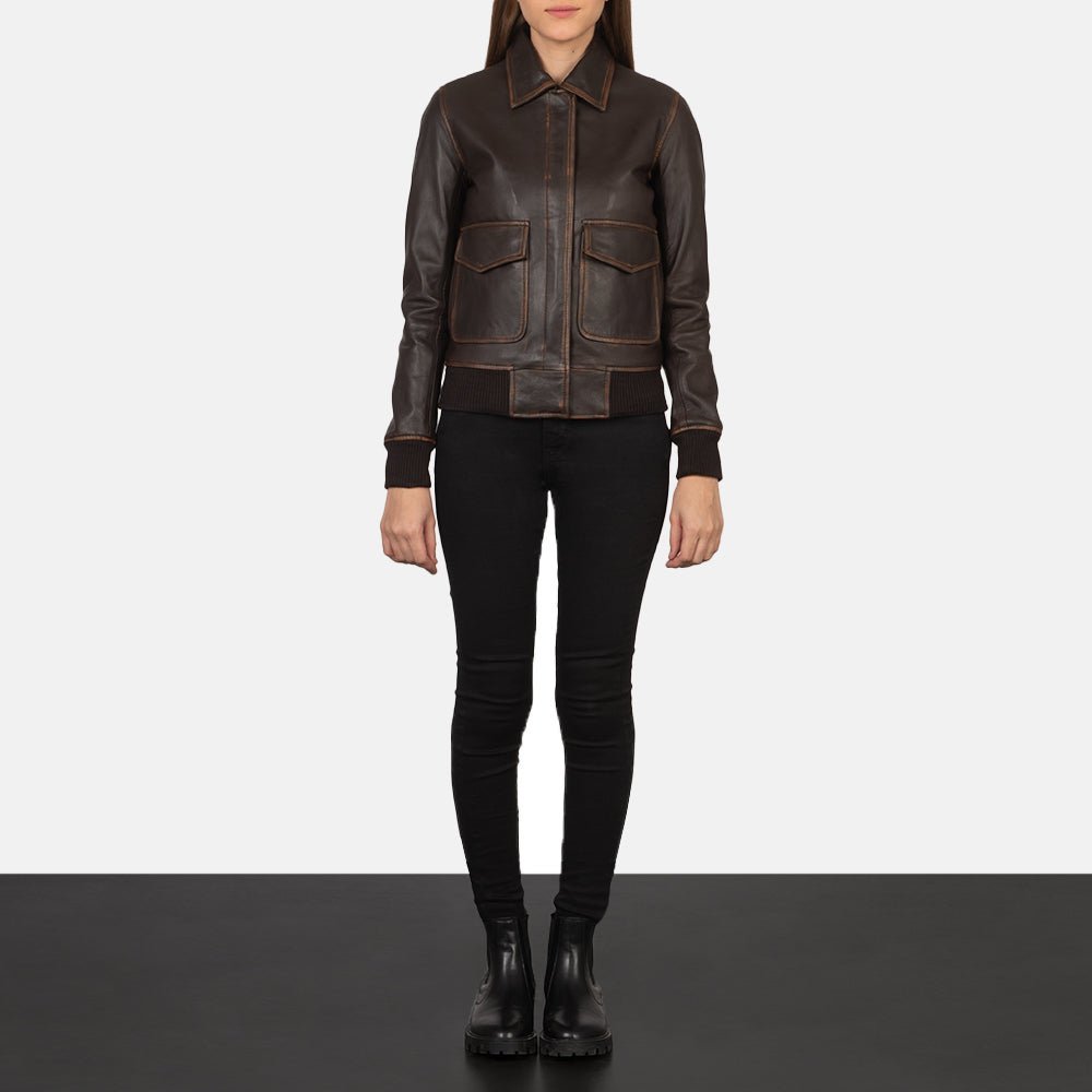 Westa A-2 Brown Leather Bomber Jacket - Vox Leather