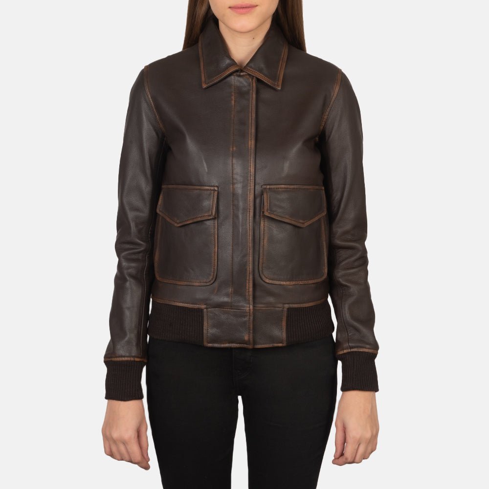 Westa A-2 Brown Leather Bomber Jacket - Vox Leather