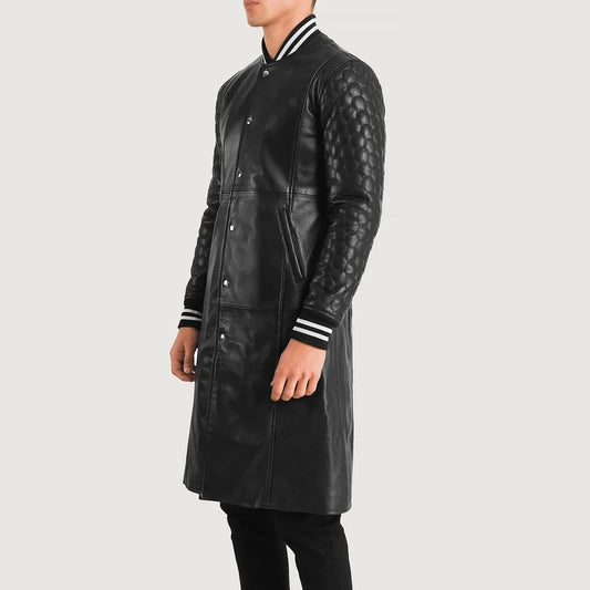 Wilde Black Leather Varsity Coat - Rare Leather