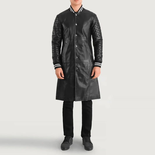 Wilde Black Leather Varsity Coat - Vox Leather